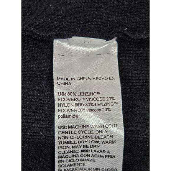 Chico's Intarsia Mock Neck Tunic Colorblock Sweater Black Cream Jade Green 2 L - Picture 2 of 4